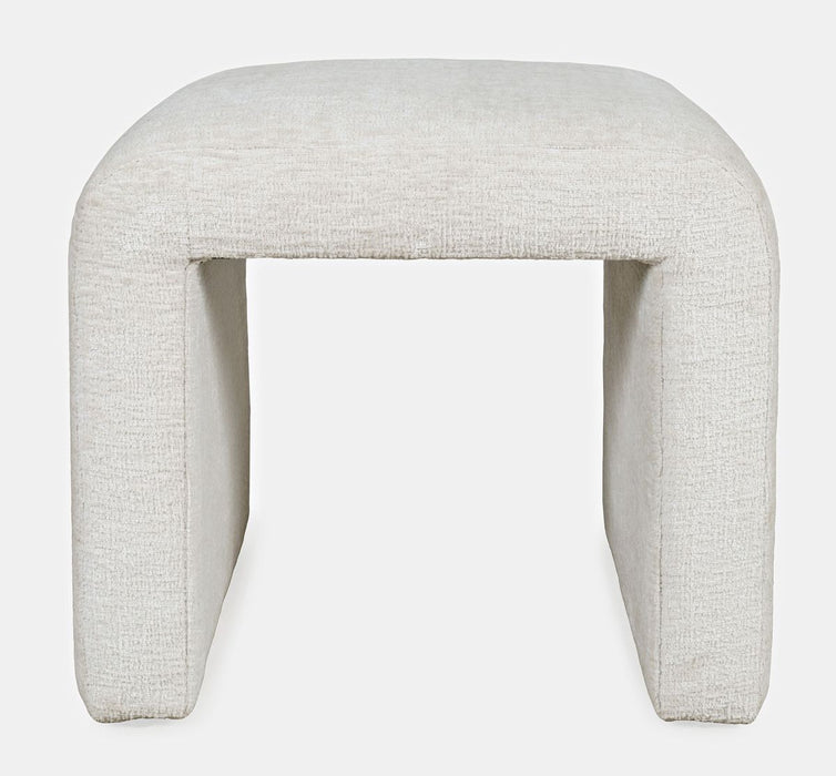 Jofran Sophia Modern Luxury Curved Upholstered Jacquard Petite Ottoman Bench (Set of 2) in Natural image