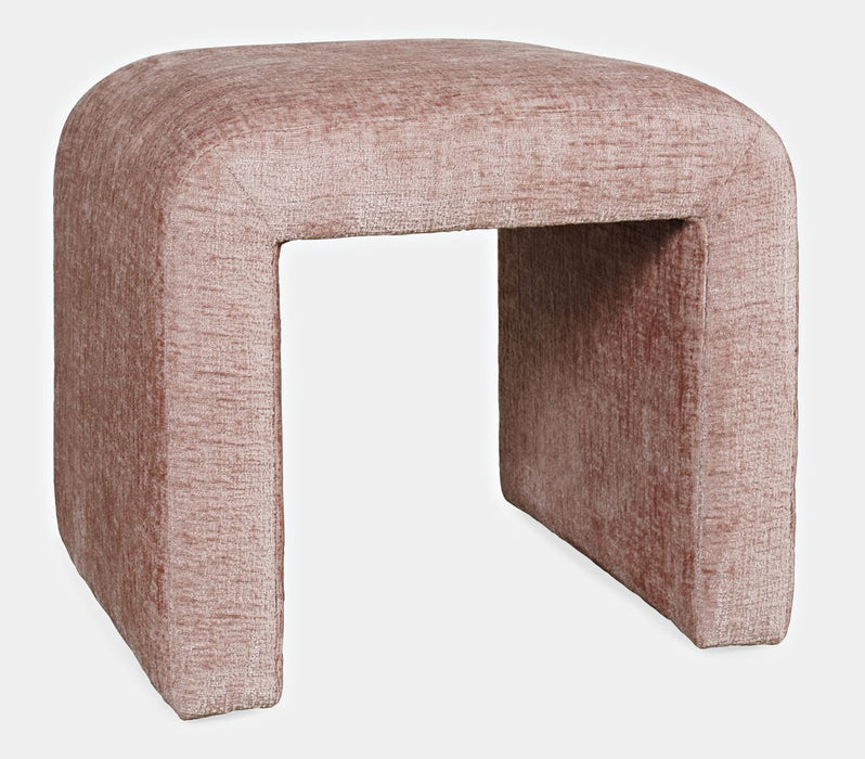 Jofran Sophia Modern Luxury Curved Upholstered Jacquard Petite Ottoman Bench (Set of 2) in Pink - Holmwood's Furniture & Design Center (Somersworth, NH)