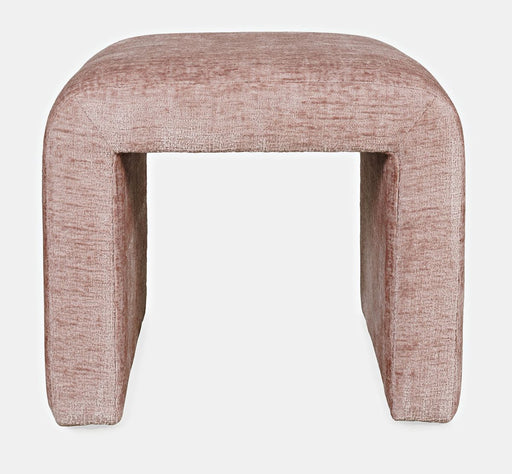 Jofran Sophia Modern Luxury Curved Upholstered Jacquard Petite Ottoman Bench (Set of 2) in Pink image