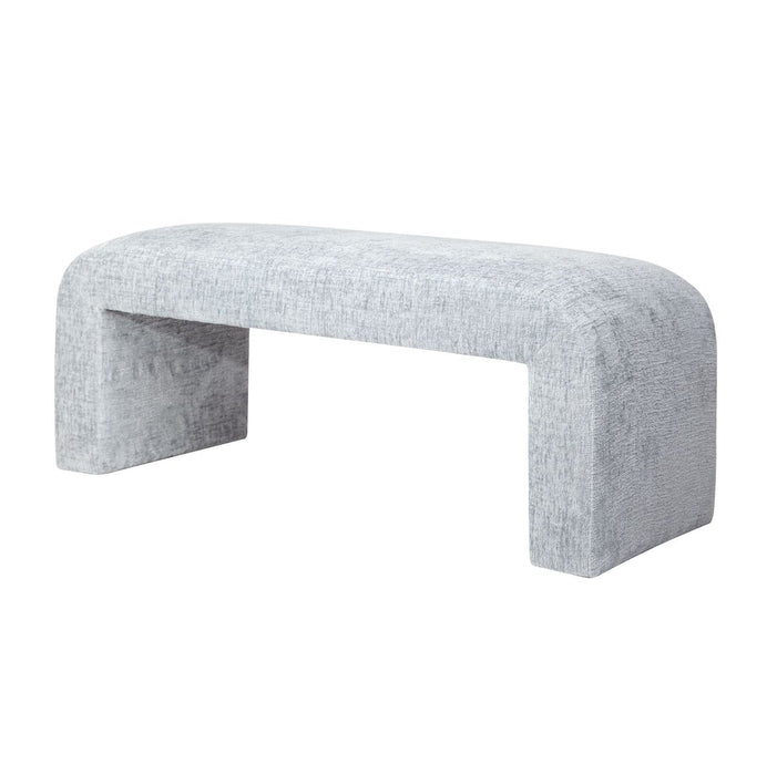Jofran Sophia Modern Luxury Curved Upholstered Jacquard Bench - Small in Blue - Holmwood's Furniture & Design Center (Somersworth, NH)