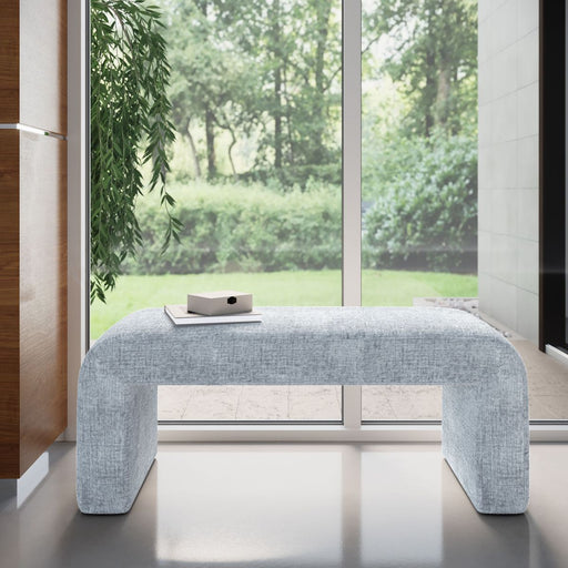 Jofran Sophia Modern Luxury Curved Upholstered Jacquard Bench - Small in Blue - Holmwood's Furniture & Design Center (Somersworth, NH)