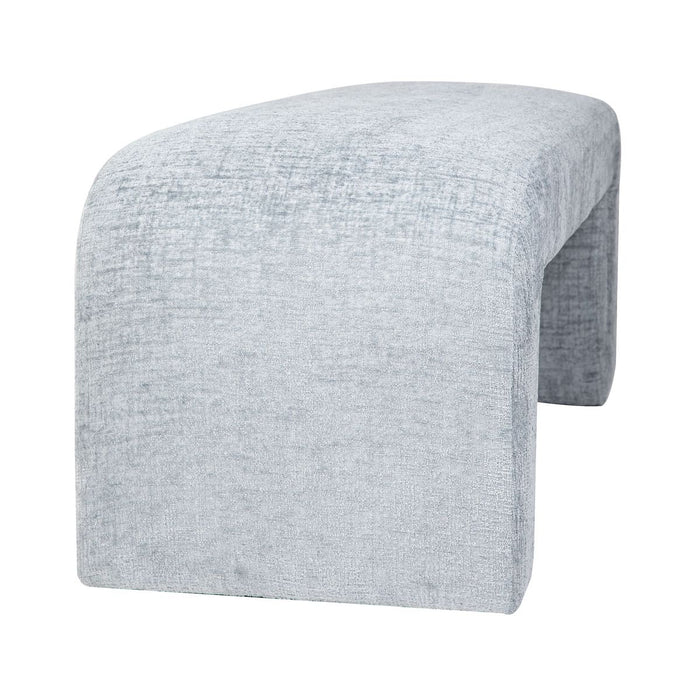 Jofran Sophia Modern Luxury Curved Upholstered Jacquard Bench - Small in Blue - Holmwood's Furniture & Design Center (Somersworth, NH)