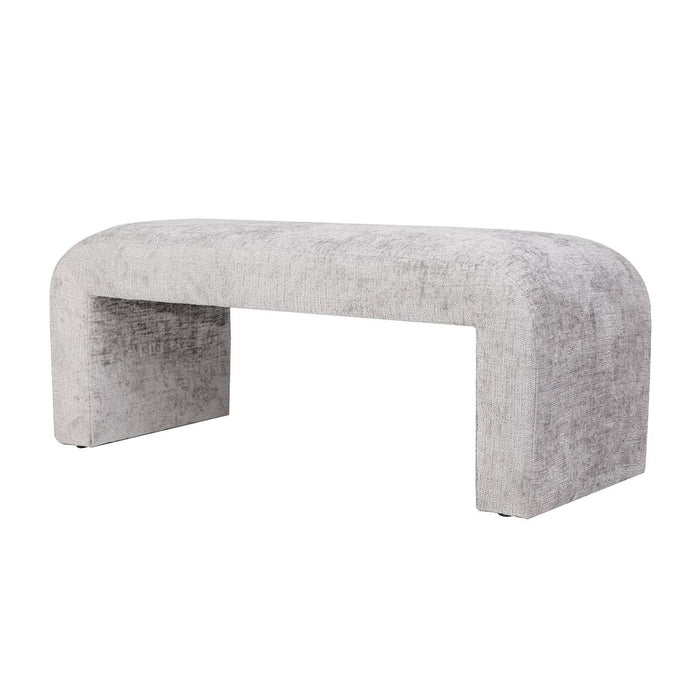 Jofran Sophia Modern Luxury Curved Upholstered Jacquard Bench - Small in Grey - Holmwood's Furniture & Design Center (Somersworth, NH)