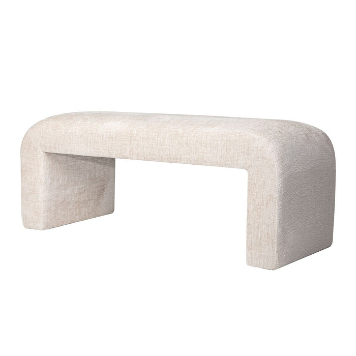 Jofran Sophia Modern Luxury Curved Upholstered Jacquard Bench - Small in Natural - Holmwood's Furniture & Design Center (Somersworth, NH)