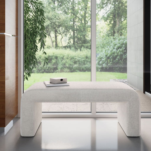 Jofran Sophia Modern Luxury Curved Upholstered Jacquard Bench - Small in Natural - Holmwood's Furniture & Design Center (Somersworth, NH)