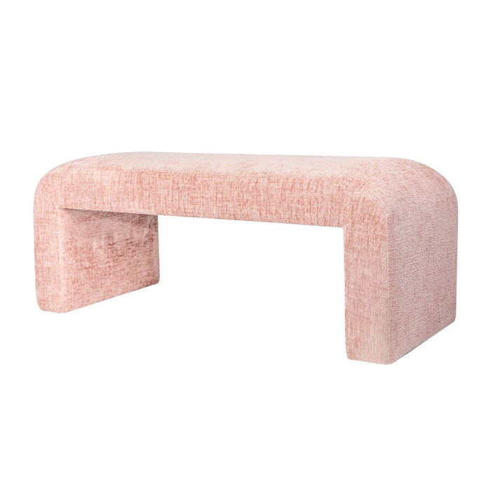 Jofran Sophia Modern Luxury Curved Upholstered Jacquard Bench - Small in Pink - Holmwood's Furniture & Design Center (Somersworth, NH)