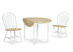John Thomas Furniture Dining Essentials 42" Dropleaf Round Table in White/Natural - Holmwood's Furniture & Design Center (Somersworth, NH)