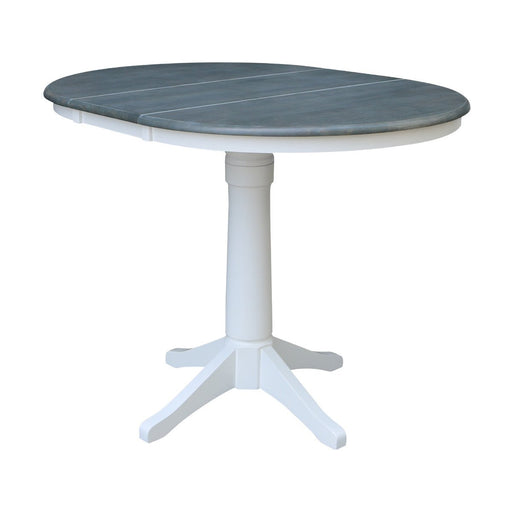 John Thomas Dining Essentials Round Extension Table in Heather Gray/ White;T08-27B;T05-6B.jpg image