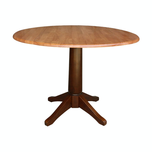 John Thomas Dining Essentials Round Dropleaf Pedestal Table in Cinnamon / Espresso image