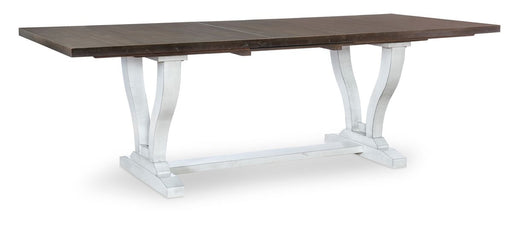 John Thomas LaCasa Elle Trestle Table in Sesame & Chalk - Holmwood's Furniture & Design Center (Somersworth, NH)