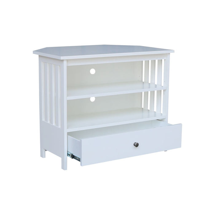 John Thomas Destinations Mission Corner TV Stand Pure White - Holmwood's Furniture & Design Center (Somersworth, NH)
