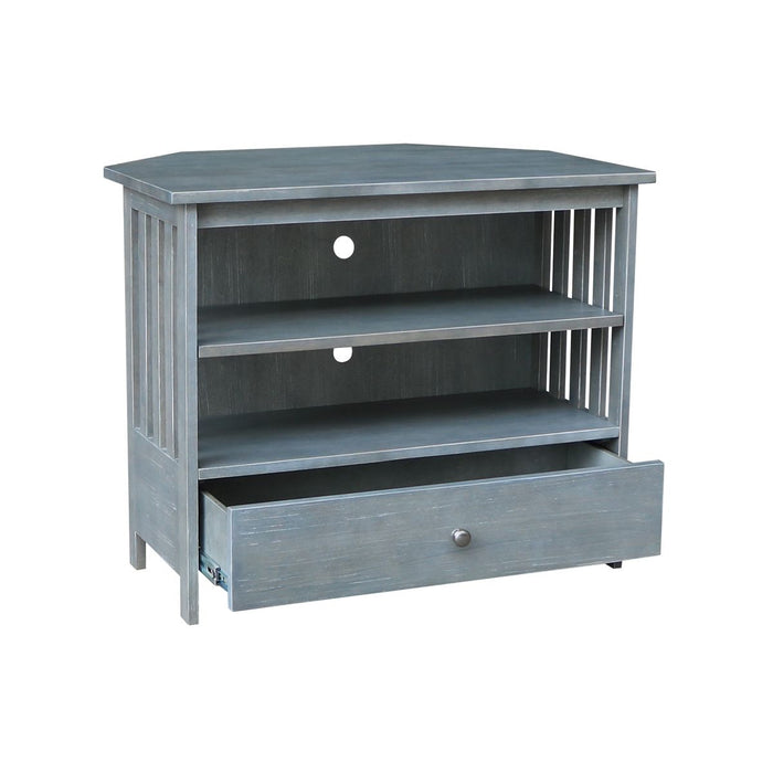 John Thomas Destinations Mission Corner TV Stand Heather Gray - Holmwood's Furniture & Design Center (Somersworth, NH)