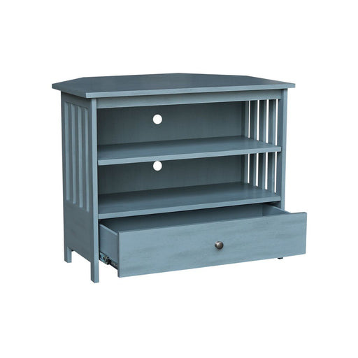 John Thomas Destinations Mission Corner TV Stand Ocean Blue - Holmwood's Furniture & Design Center (Somersworth, NH)