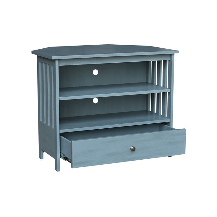 John Thomas Destinations Mission Corner TV Stand Ocean Blue - Holmwood's Furniture & Design Center (Somersworth, NH)